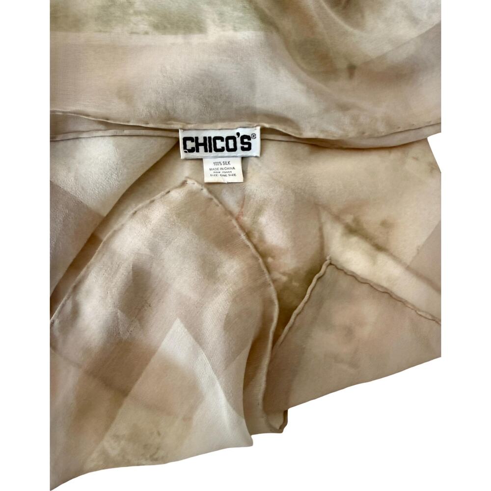 Vintage 1990s Asian Watercolor Calligraphy Silk Chiffon Scarf 40x42 - Picture 13 of 14